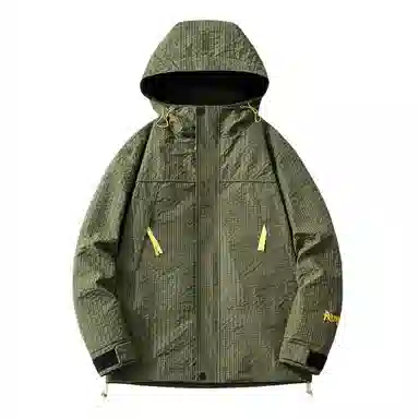 浪莎  户外休闲登山单层纯色连帽宽松拉链  防水防风冲锋衣 男女同款