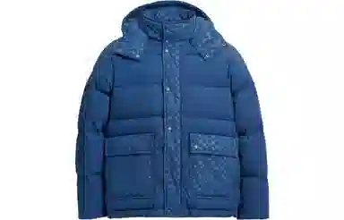 COACH Printed Hoodie Down Jacket Blue