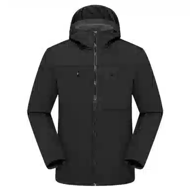 浪莎  户外纯色连帽宽松拉链舒适  防风透气耐磨冲锋衣 男女同款