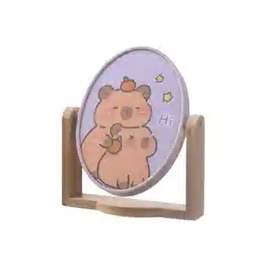 米甜兔 紫色卡皮木质化妆镜 便捷