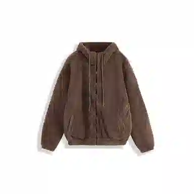 我是大卫 羊羔毛摇粒绒韩系保暖加厚棉服绒感外套 男女同款 褐色