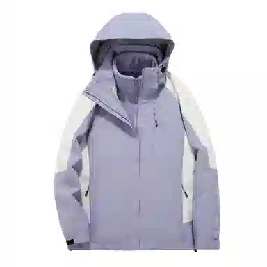 浪莎  户外休闲连帽宽松拉链三合一  防水防风冲锋衣 男女同款