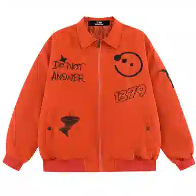 三体 红岸基地系列 监听员趣味复古大绣花字母基础款纯色棒球翻领拉链宽松休闲保暖防水棉服 男女同款