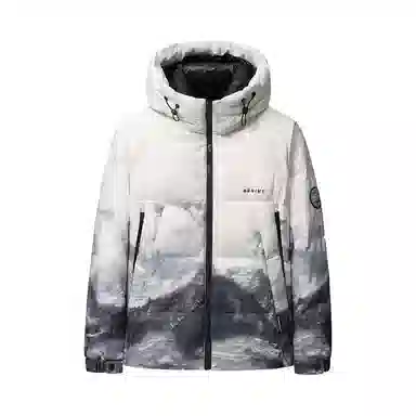 鸭鸭 白云雪山渐变休闲宽松连帽套头羽绒服 男女同款