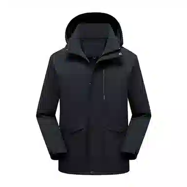 浪莎  纯色拉链连帽舒适百搭  防水防风冲锋衣 男女同款