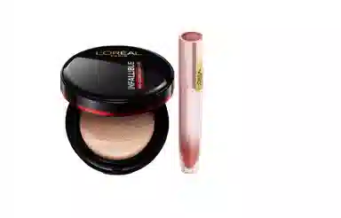 欧莱雅 黑胖子气垫小钢笔柔雾唇釉口红彩妆套装 易上色自然服帖