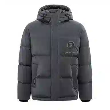 鸭鸭 字母刺绣连帽加厚羽绒服 男款