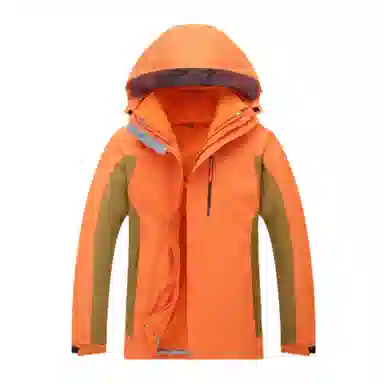 浪莎  纯色连帽拉链  防水防风冲锋衣 男女同款