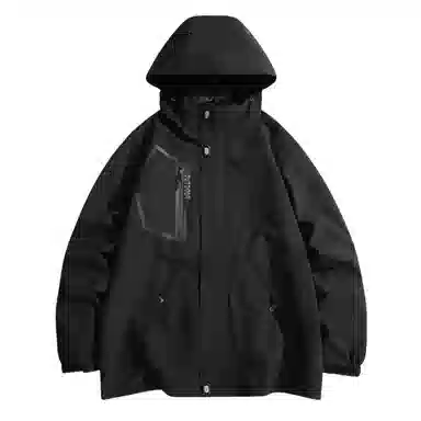 浪莎  户外休闲字母印花连帽宽松拉链  防水防风透气冲锋衣 男款