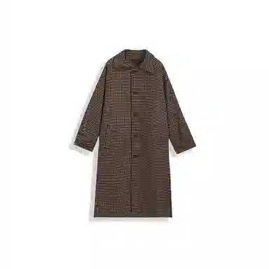 我是大卫 毛呢中长款千鸟格韩版复古休闲大衣 男女同款