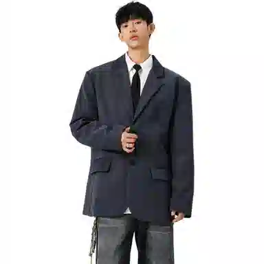 颂希尔 美式简约复古宽松高级纯色休闲长袖西装 男女同款