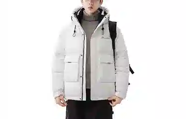 鸭鸭 字母印花短款连帽加厚羽绒服 男款