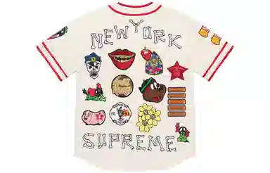 Supreme Patches Denim Baseball Jersey