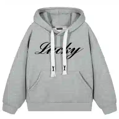 大卫贝肯 品牌字母简约基础款美式潮流休闲宽松连帽卫衣 男女同款 浅灰