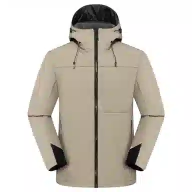 浪莎  户外纯色连帽宽松拉链舒适  防风透气耐磨冲锋衣 男女同款