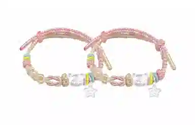 牧言 招财小猫 呆萌可爱简约小众设计高级感 立体清透圆润猫咪碎石编织绳可调节手饰 琉璃 手绳 女款