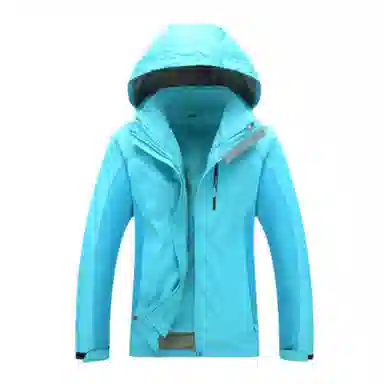浪莎  纯色连帽拉链  防水防风冲锋衣 男女同款