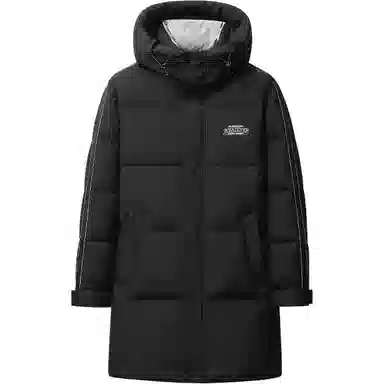 鸭鸭 防寒加厚保暖鸭绒中长款休闲宽松连帽套头暗黑羽绒服外套 男女同款