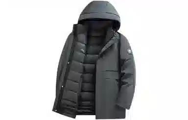 鸭鸭 纯色口袋设计可拆卸内胆羽绒服 男款