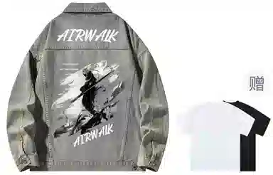 Airwalk Retro Dark Wukong Print Denim Jacket