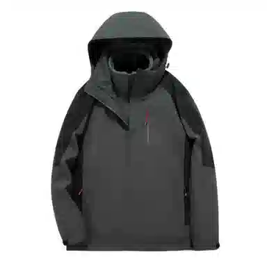 浪莎  户外休闲连帽宽松拉链三合一  防水防风冲锋衣 男女同款