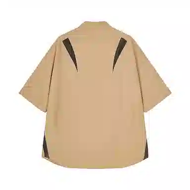 速写 拼色设计简约宽松户外百搭休闲短袖衬衫 男款
