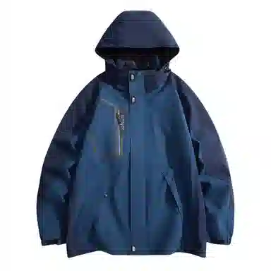 浪莎  户外休闲字母印花连帽宽松拉链  防水防风透气冲锋衣 男款