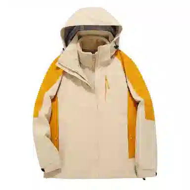 浪莎  户外休闲连帽宽松拉链三合一  防水防风冲锋衣 男女同款