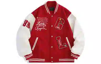 PEACEBIRD MEN Varsity Jacket Red