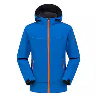 浪莎  软壳连帽纯色拉链  防水防风速干冲锋衣 男款