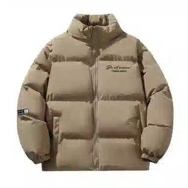 三体 不要回答系列 宽松美式休闲户外防风防水防寒加厚立领开衫舒适简约基础款字母印花纯色百搭时尚保暖柔软潮牌棉服 男女同款