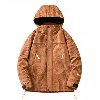 浪莎  户外休闲登山单层纯色连帽宽松拉链  防水防风冲锋衣 男女同款