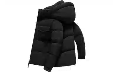 鸭鸭 拉链撞色拼接短款连帽羽绒服 男款