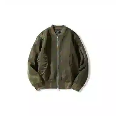 我是大卫 纯色复古休闲宽松拉链外套韩版服夹克 男女同款