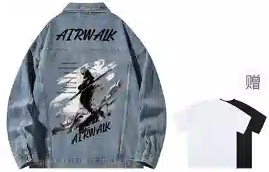 Airwalk Retro Dark Wukong Print Denim Jacket