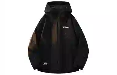 美式复古山系字母拼接撞色防风防水拉链登山户外连帽服饰  防水防风保暖冲锋衣 男女同款