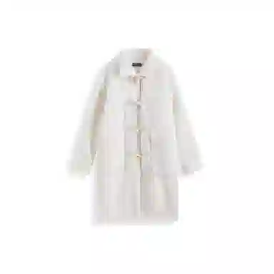 我是大卫 毛呢纯色中长款牛角扣韩版休闲外绒感外套 男女同款