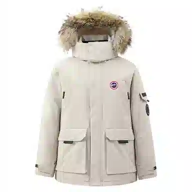 雅鹿 连帽中长款百搭羽绒服 男女同款 黑色