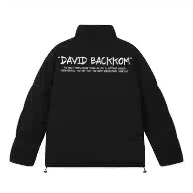 大卫贝肯 美式高街复古经典潮流字母印花纯色休闲面包服加厚保暖立领外套棉服 男女同款