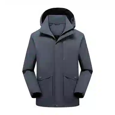 浪莎  纯色拉链连帽舒适百搭  防水防风冲锋衣 男女同款