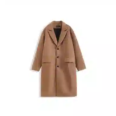 我是大卫 毛呢纯色中长款高级感保暖加厚韩版休闲外套大衣 男女同款