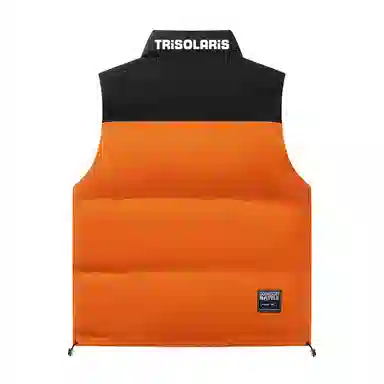 三体 末日之战系列 撞色拼接简约基础款字母印花保暖厚款舒适立领开衫背心户外工装机能风潮牌美式复古无袖马甲 男女同款