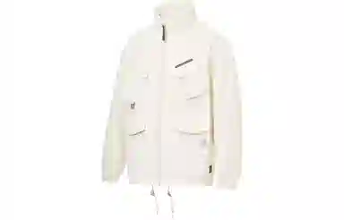 中国李宁 纯色宽松多口袋工装夹克 男款 米白色