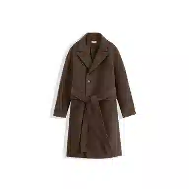 我是大卫 纯色复古中长款过膝保暖加厚毛呢大衣 男女同款