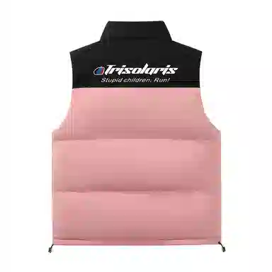 三体 末日之战系列 美式复古撞色拼接简约基础款字母印花宽松立领拉链休闲保暖厚款高街潮牌面包服城市风百搭无袖马甲 男女同款