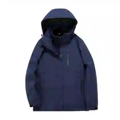 浪莎  户外休闲连帽宽松拉链三合一  防水防风冲锋衣 男女同款