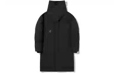 中国李宁 成龙联名功夫系列 纯色高领长款羽绒服 男款 炭黑色