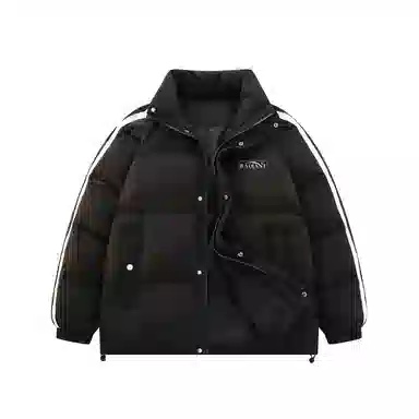 鸭鸭 美式高街复古简约字母印花宽松休闲时尚百搭户外运动舒适柔软保暖防风防寒纯色拉链立领羽绒服 男女同款