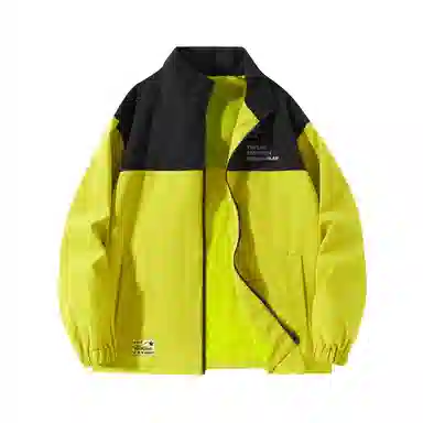 快鱼 美式简约山系户外拼接撞色热熔标织唛休闲立领拉链防水防风机能风暗黑冲锋小香风教练工装时尚百搭宽松长袖夹克外套 男女同款