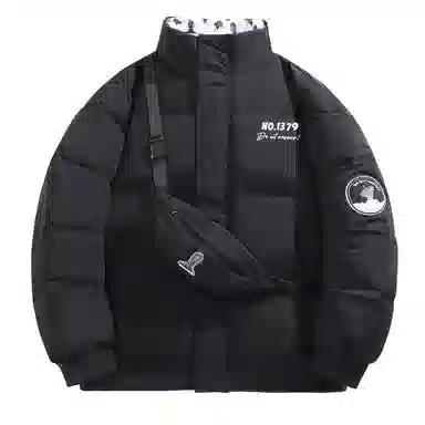 三体 红岸基地系列 含挎包字母徽章印花基础款宽松户外防水防风休闲保暖加厚立领羽绒服 男女同款